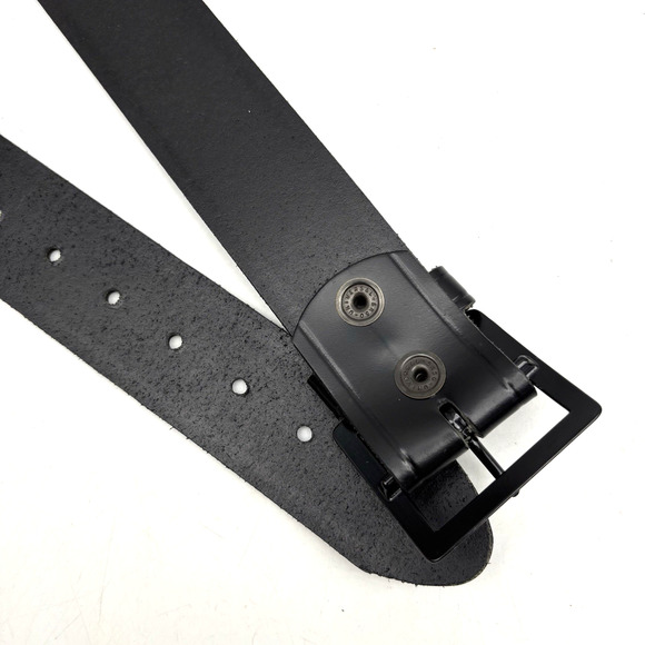 NEW Perfect Fit Black Genuine Leather Black Buckle Men's Belt 34 Made in USA - Picture 11 of 15